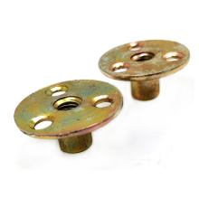 Carbon Steel Yellow Zinc Plated  With Three Hole Round Base M10 T-Type Tee Nut